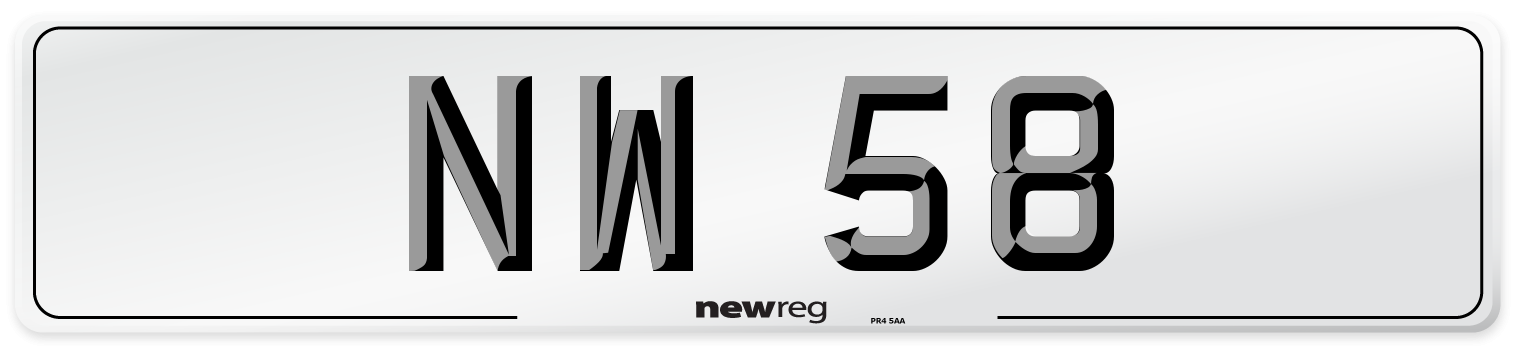 NW 58 Number Plate from New Reg